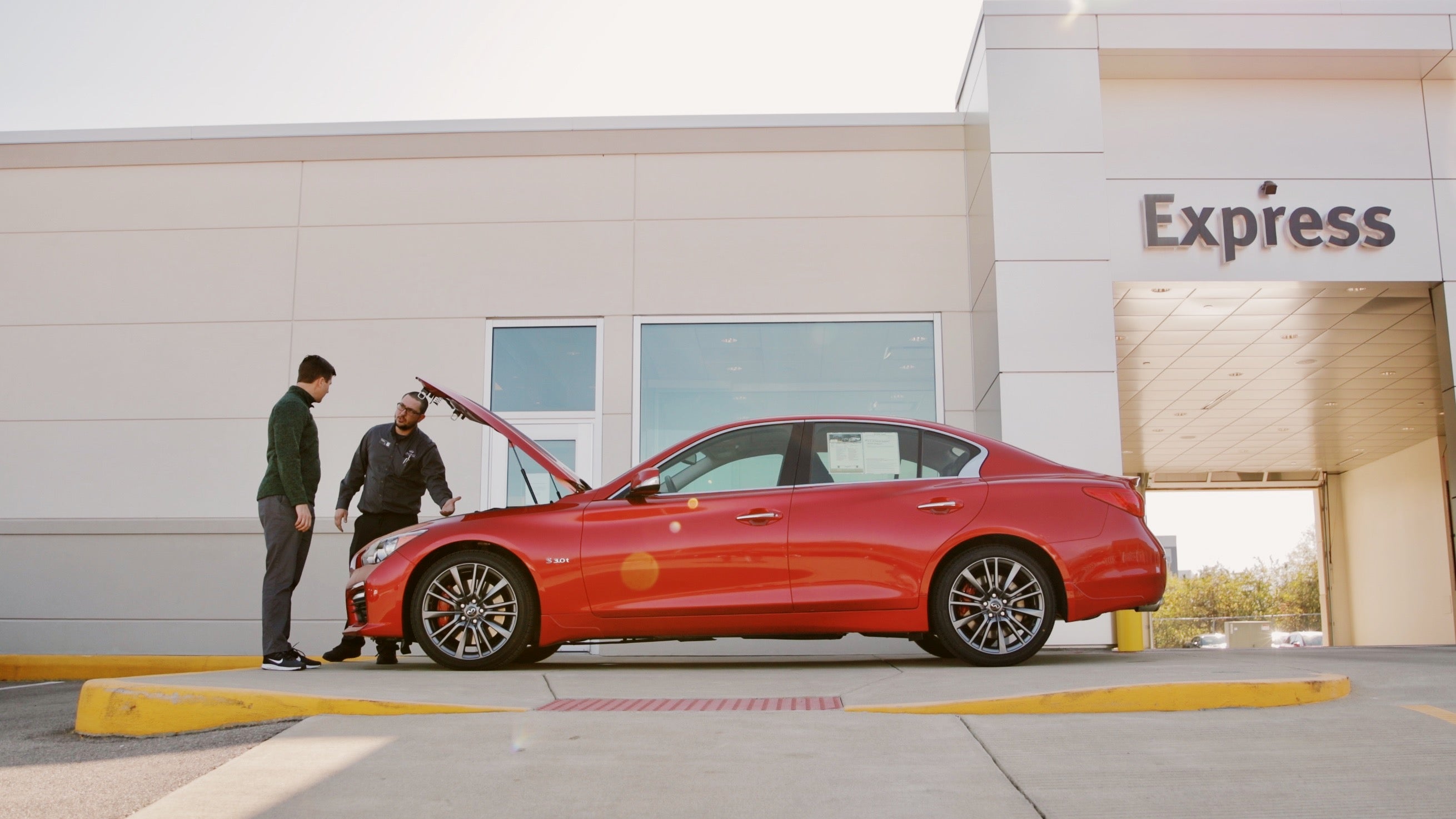 A shot of a Q50's front wheel